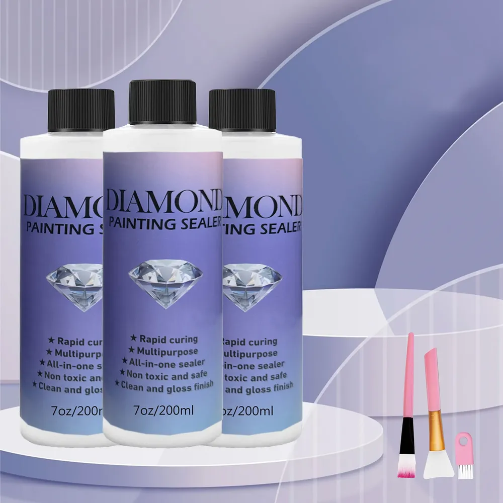 Diamantmalerei Versiegelung 60 bis 200 ml mit 3 Pinseln