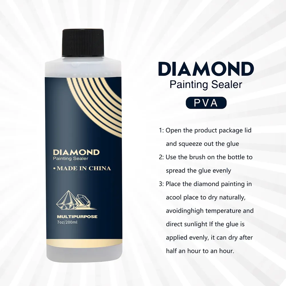 Diamantmalerei Versiegelung 60 bis 200 ml mit 3 Pinseln