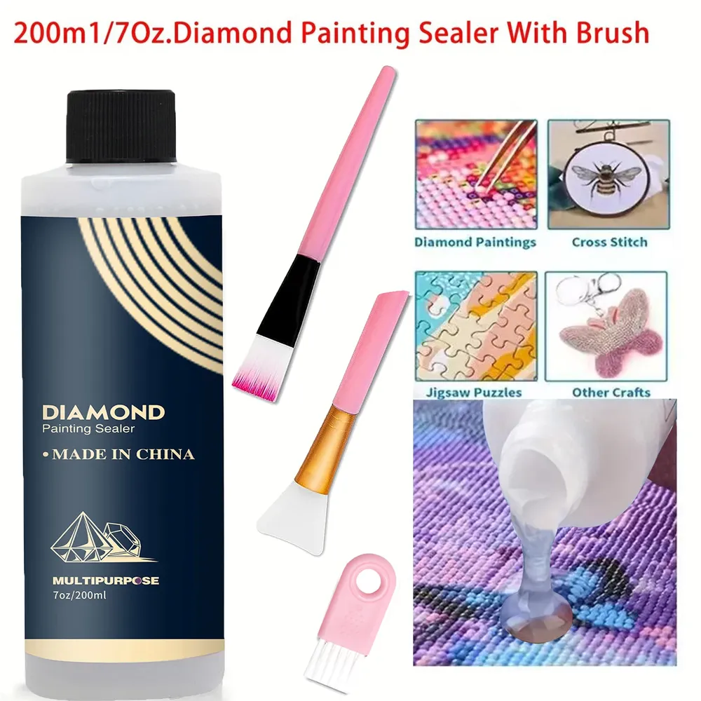 Diamantmalerei Versiegelung 60 bis 200 ml mit 3 Pinseln