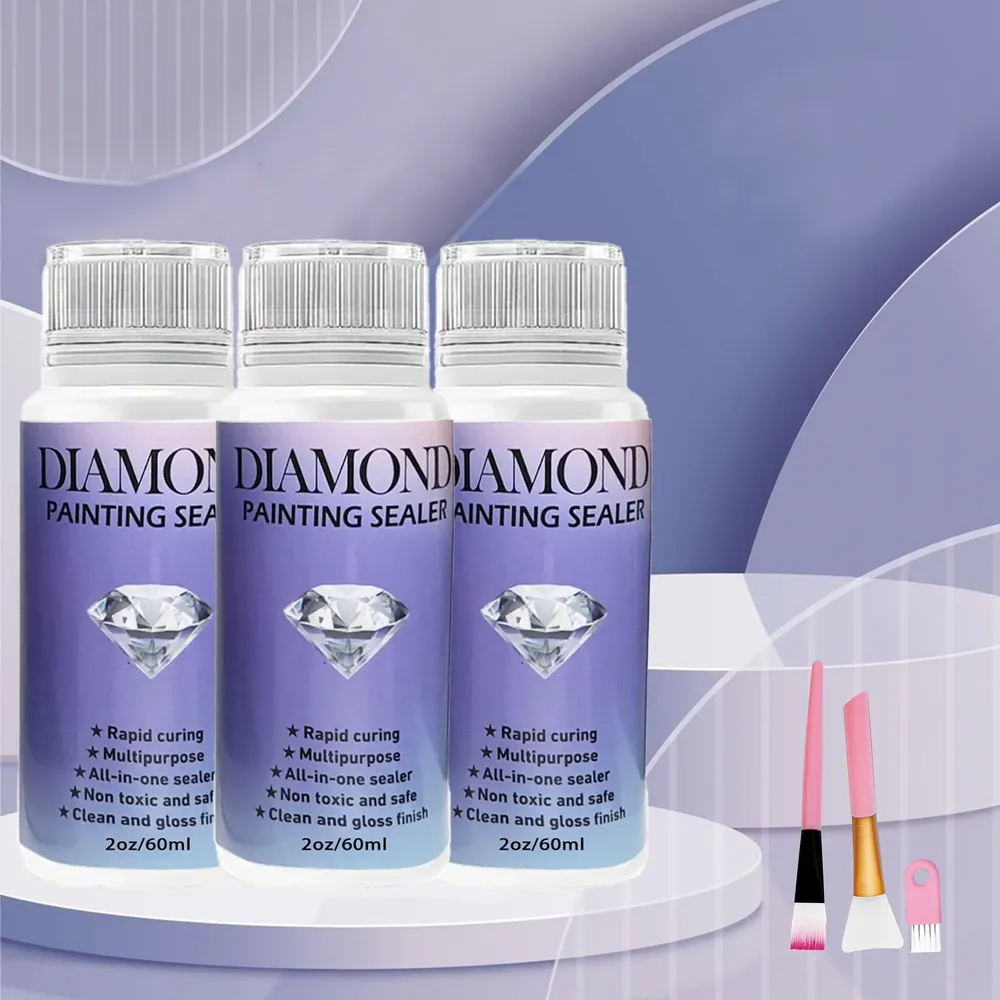Diamantmalerei Versiegelung 60 bis 200 ml mit 3 Pinseln