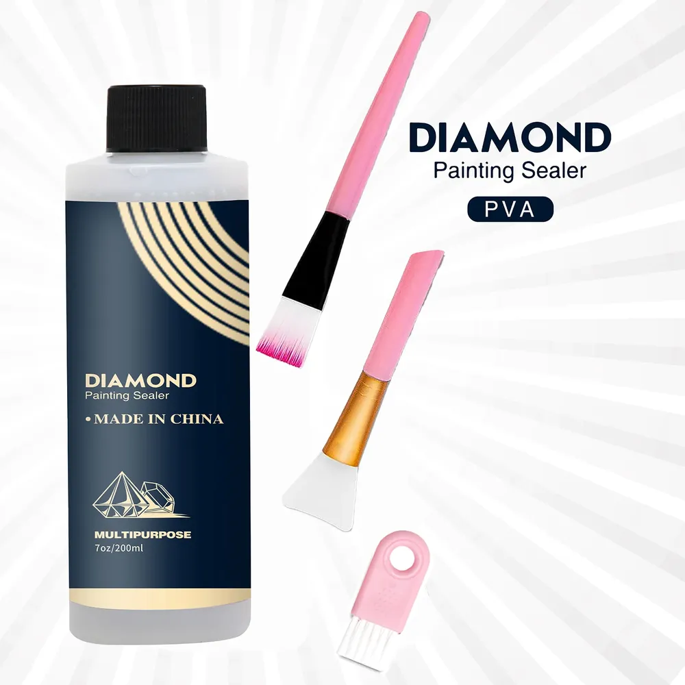 Diamantmalerei Versiegelung 60 bis 200 ml mit 3 Pinseln
