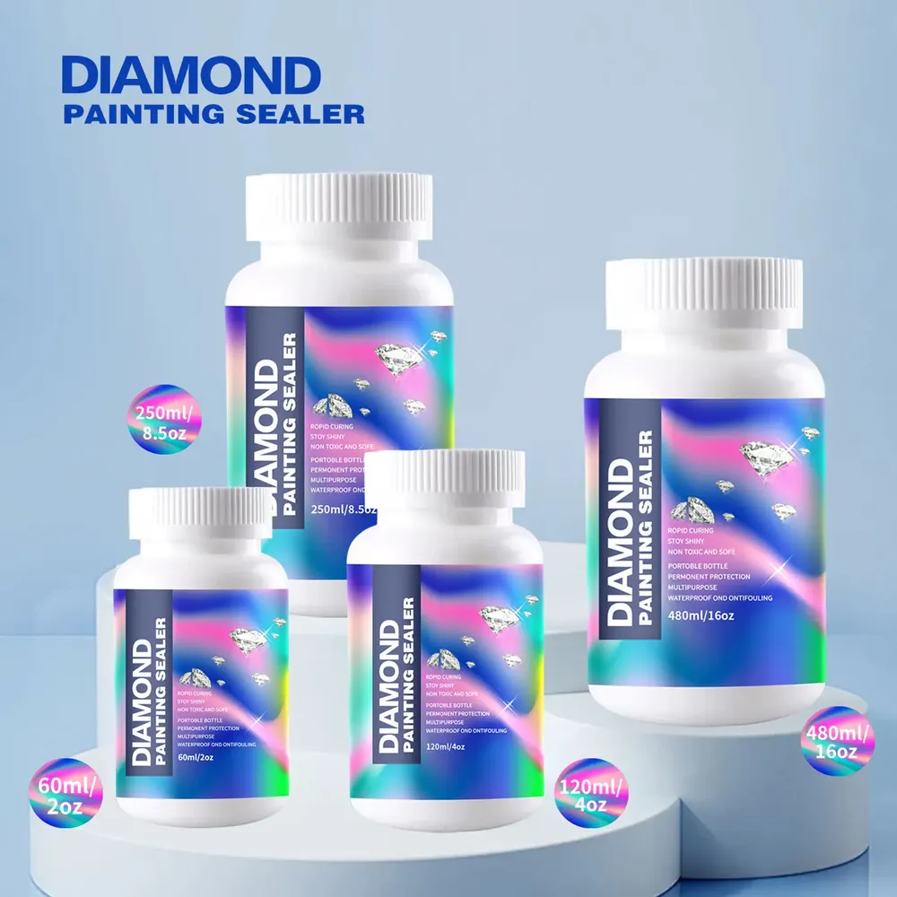 Diamantmalerei Versiegelungs Kits 120 bis 480 ml mit 3 Pinseln