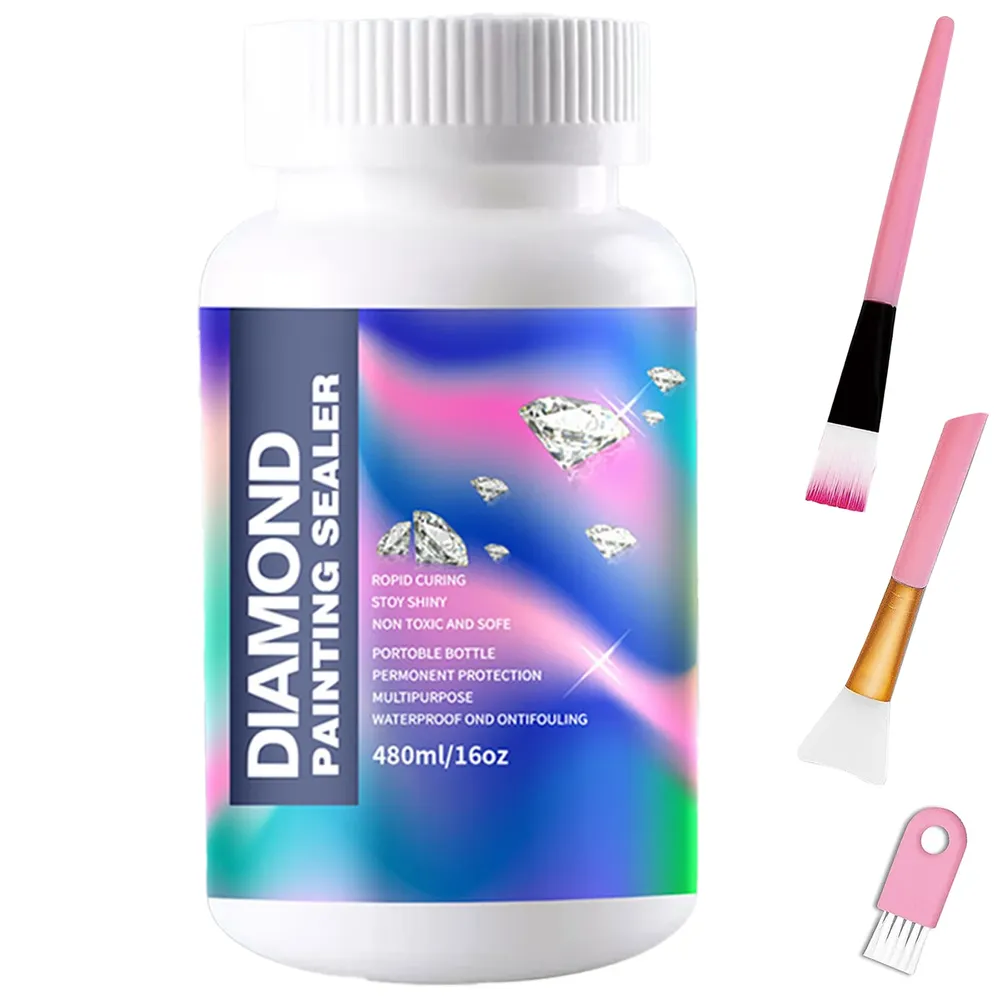 Diamantmalerei Versiegelungs Kits 120 bis 480 ml mit 3 Pinseln