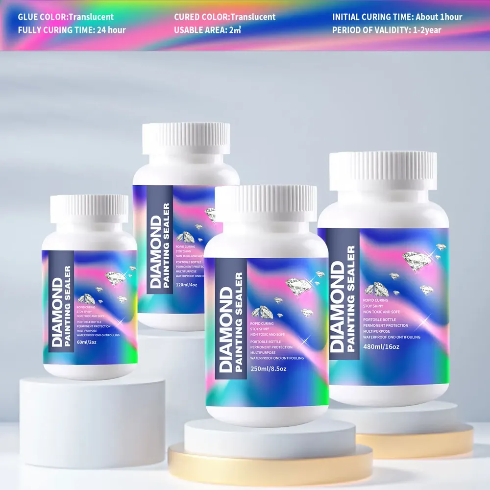 Diamantmalerei Versiegelungs Kits 120 bis 480 ml mit 3 Pinseln