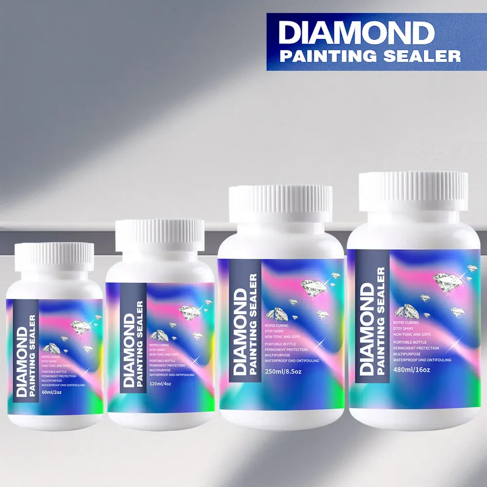 Diamantmalerei Versiegelungs Kits 120 bis 480 ml mit 3 Pinseln