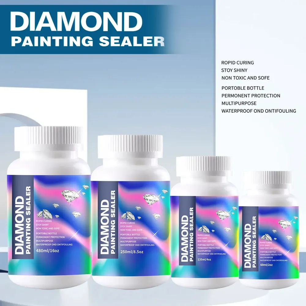 Diamantmalerei Versiegelungs Kits 120 bis 480 ml mit 3 Pinseln