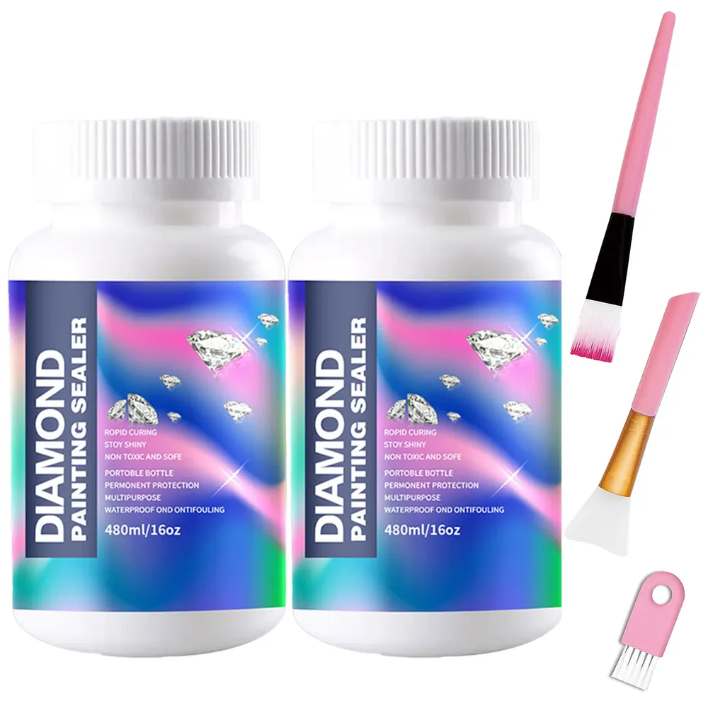 Diamantmalerei Versiegelungs Kits 120 bis 480 ml mit 3 Pinseln
