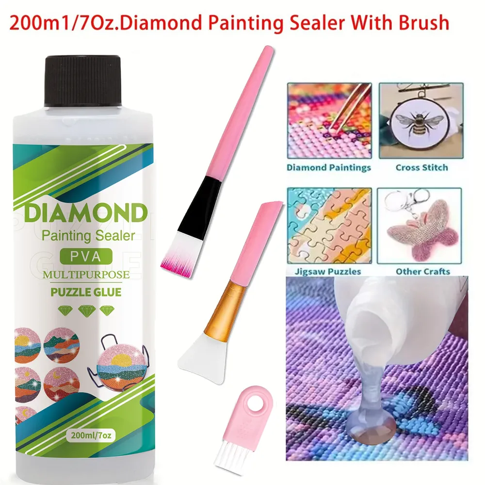 Diamantmalerei Versiegelungsmittel 60 bis 200 ml mit Pinseln