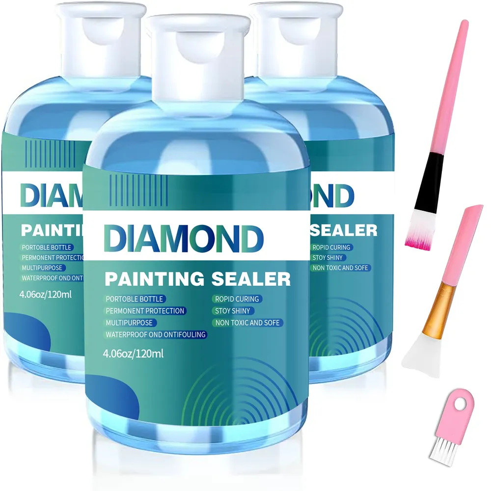 Diamantmalerei Versiegelungssets 120 bis 240 ml mit 3 Pinseln