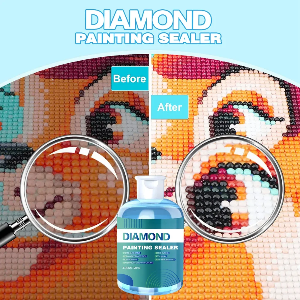 Diamantmalerei Versiegelungssets 120 bis 240 ml mit 3 Pinseln
