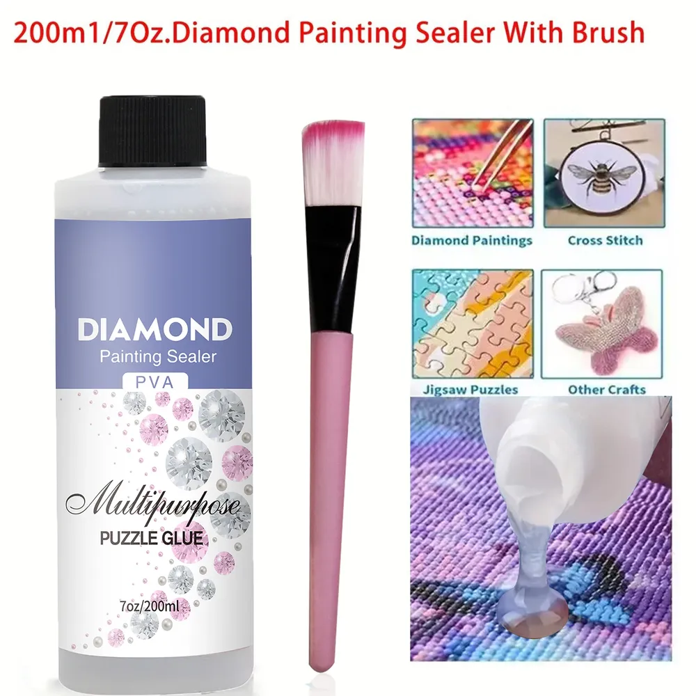 Diamantmalerei Versiegelungssets 60 bis 200 ml mit 3 Pinseln