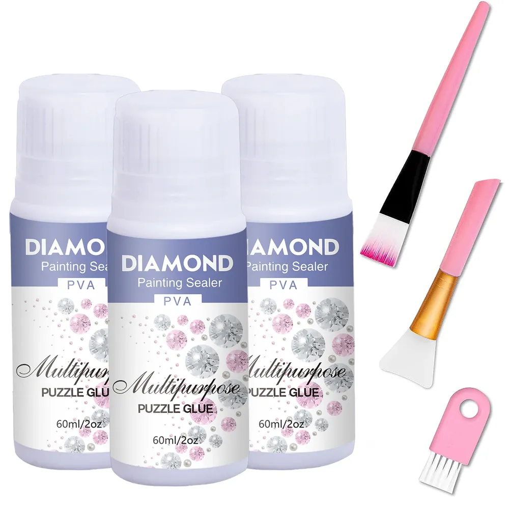 Diamantmalerei Versiegelungssets 60 bis 200 ml mit 3 Pinseln
