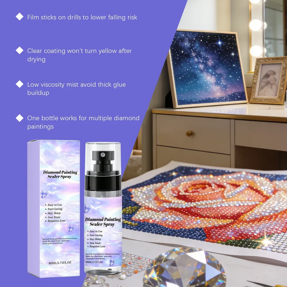Diamantmalerei Versiegelungsspray 80ml 1 bis 6 Stück Glitzereffekt