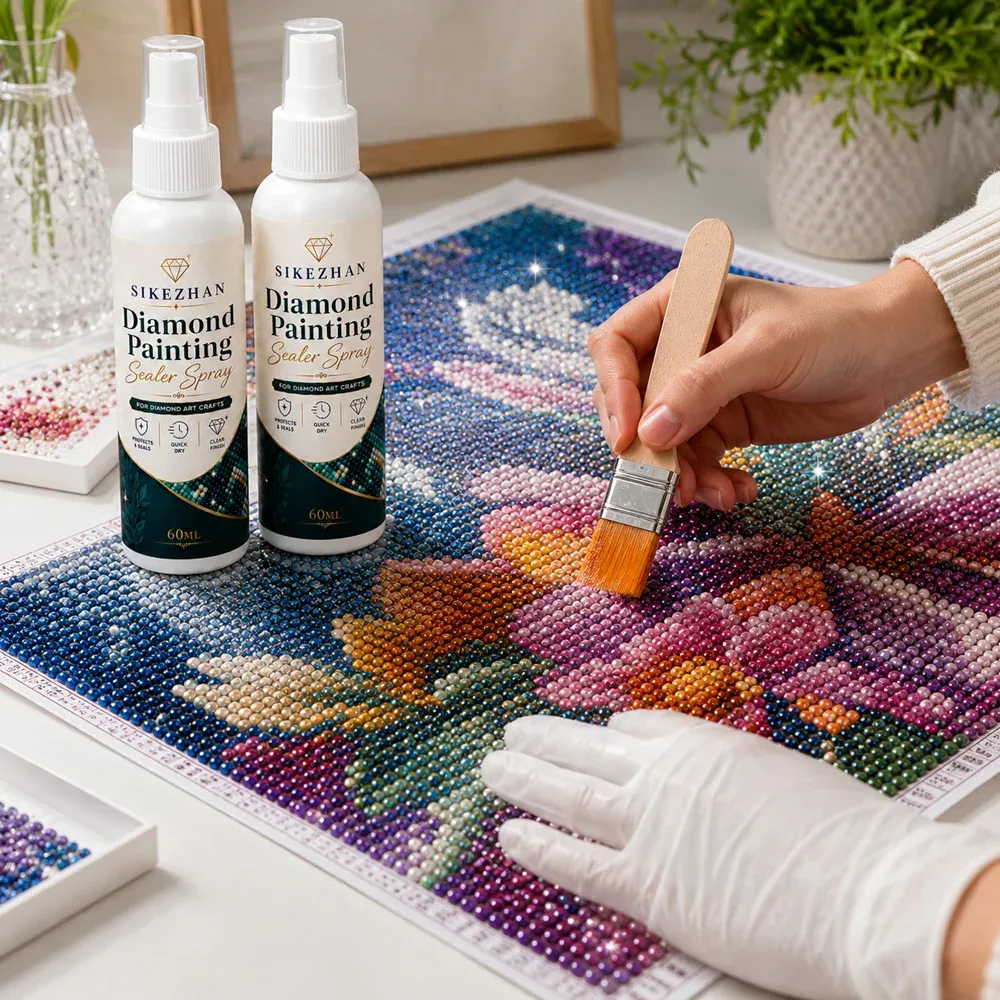 Diamantmalerei Versiegelungsspray Set 1 bis 4 Sets mit Pinsel