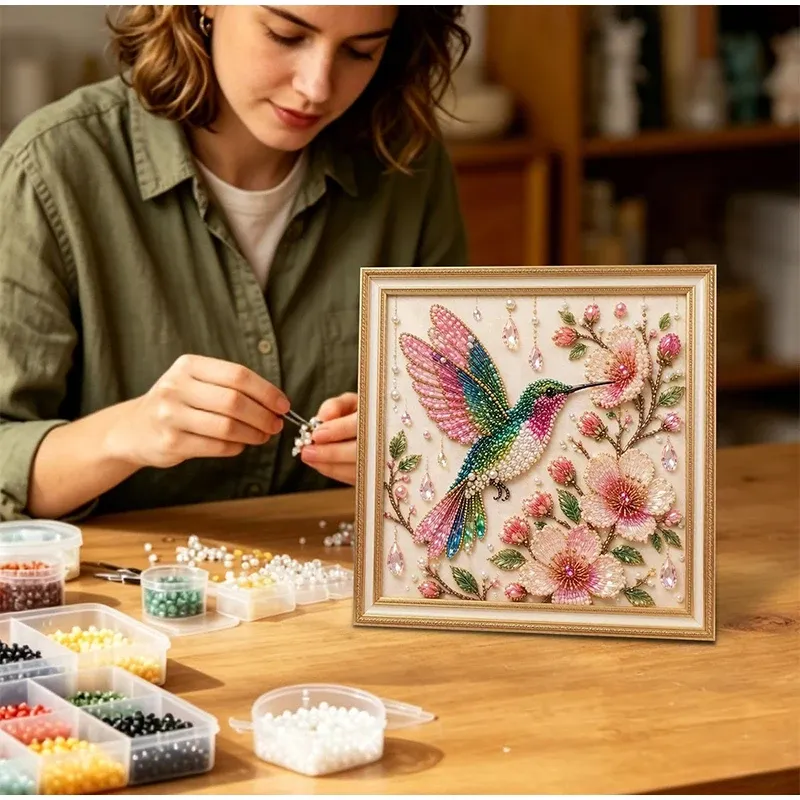 Diamantmalerei Vogel Blumen Kunst Wanddekoration