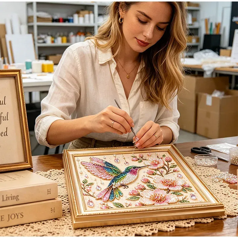 Diamantmalerei Vogel Blumen Kunst Wanddekoration