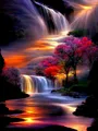 Diamantmalerei Wasserfall Landschaft 20x30 bis 50x70cm – Farbe 7361