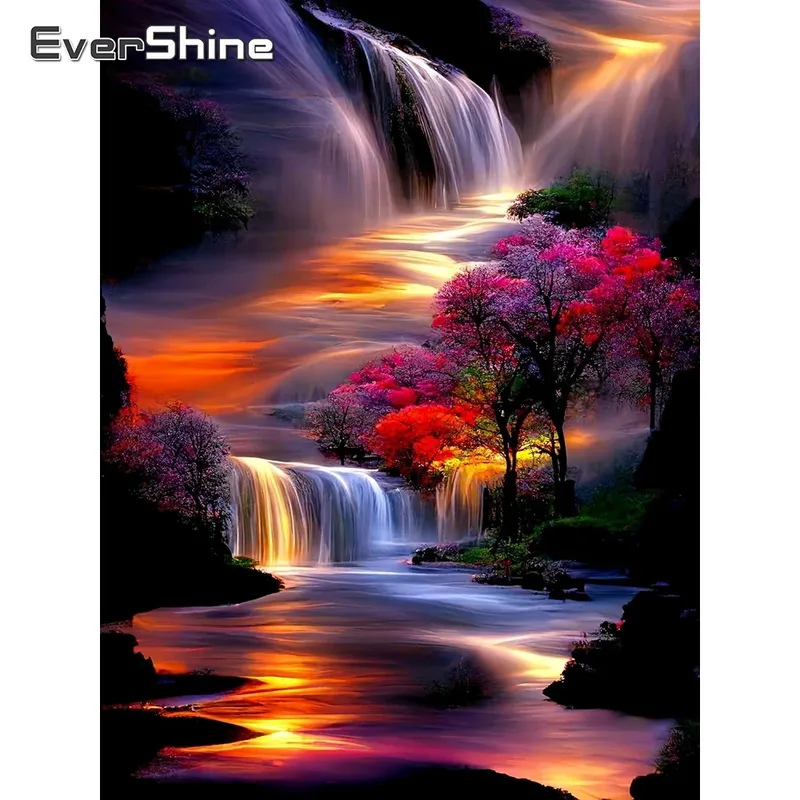 Diamantmalerei Wasserfall Landschaft 20x30 bis 50x70cm