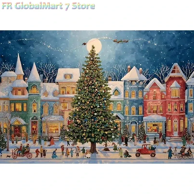 Diamantmalerei Weihnachten Straße Baum 20 bis 70 cm