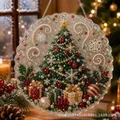 Diamantmalerei Weihnachtsanhänger 20 cm rund oder eckig – Farbe Christmas Tree