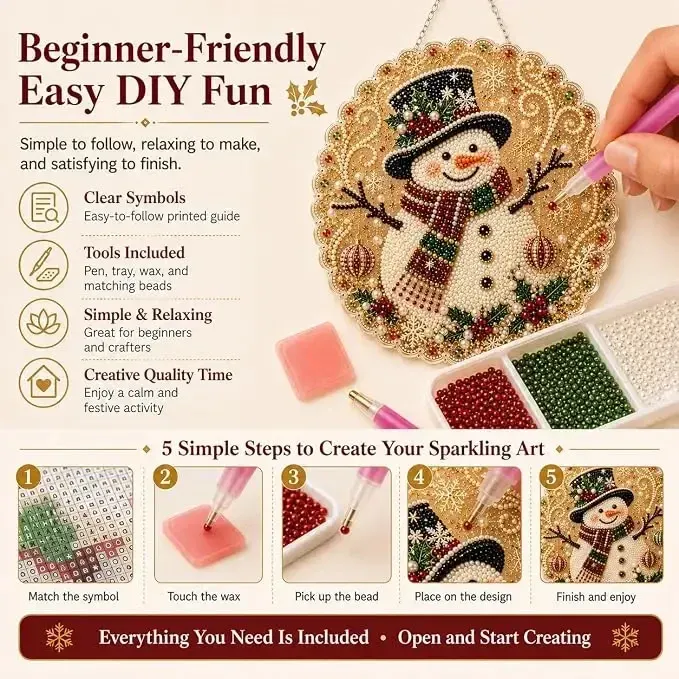 Diamantmalerei Weihnachtsanhänger 20 cm rund oder eckig