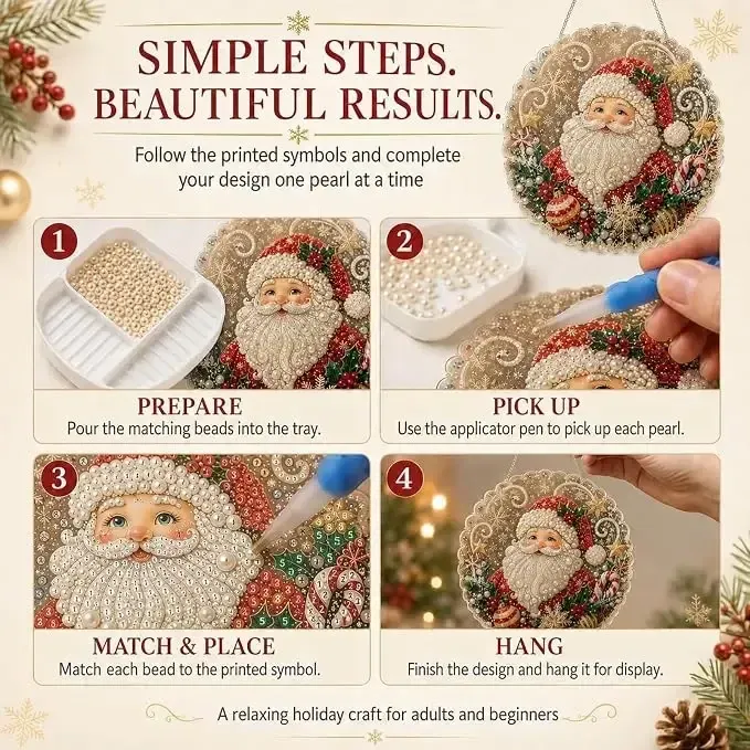 Diamantmalerei Weihnachtsanhänger 20 cm rund oder eckig