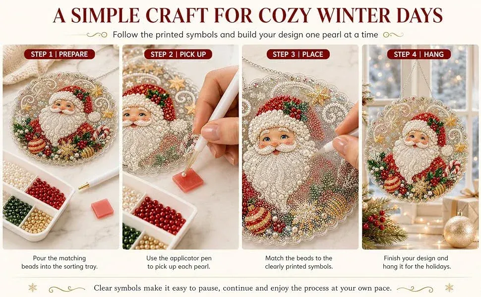 Diamantmalerei Weihnachtsanhänger 20 cm rund oder eckig