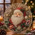 Diamantmalerei Weihnachtsanhänger 20 cm rund oder eckig – Farbe Santa Claus