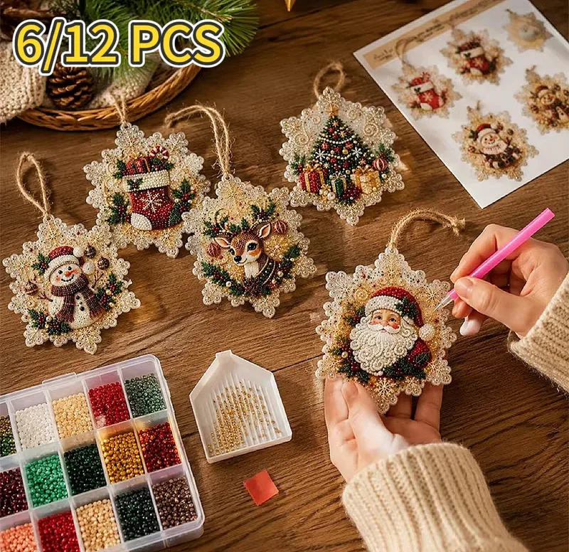 Diamantmalerei Weihnachtsanhänger 6 oder 12 Stück