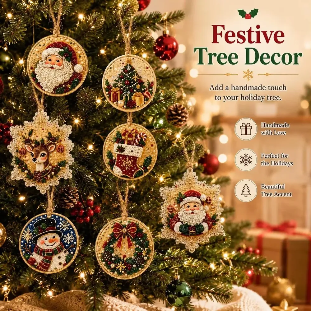 Diamantmalerei Weihnachtsanhänger 6 oder 12 Stück