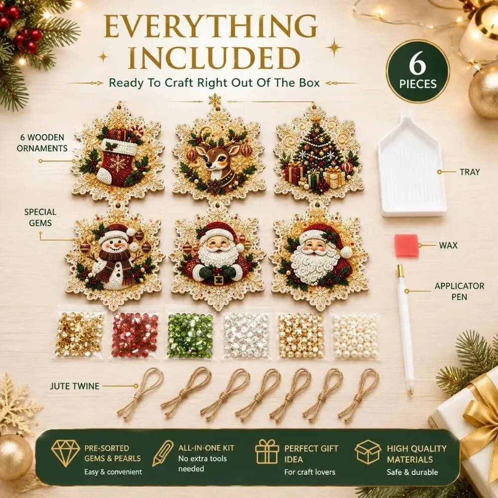 Diamantmalerei Weihnachtsanhänger 6 oder 12 Stück