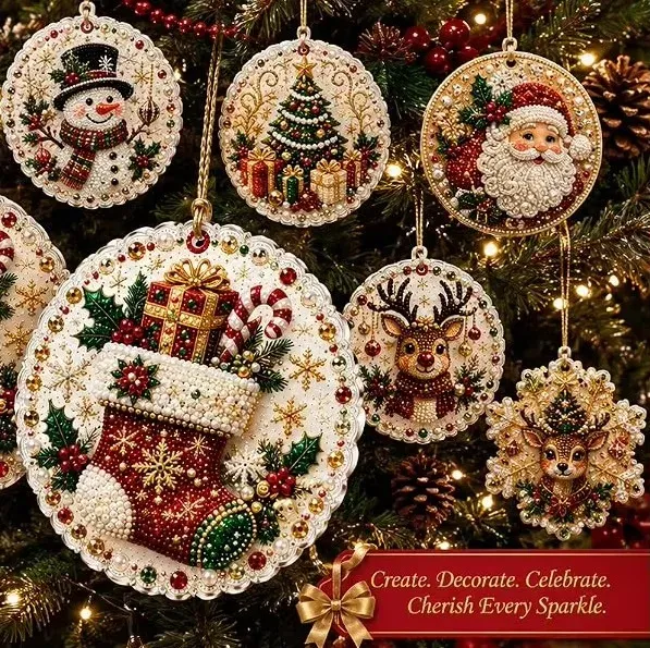 Diamantmalerei Weihnachtsanhänger 6 oder 12 Stück