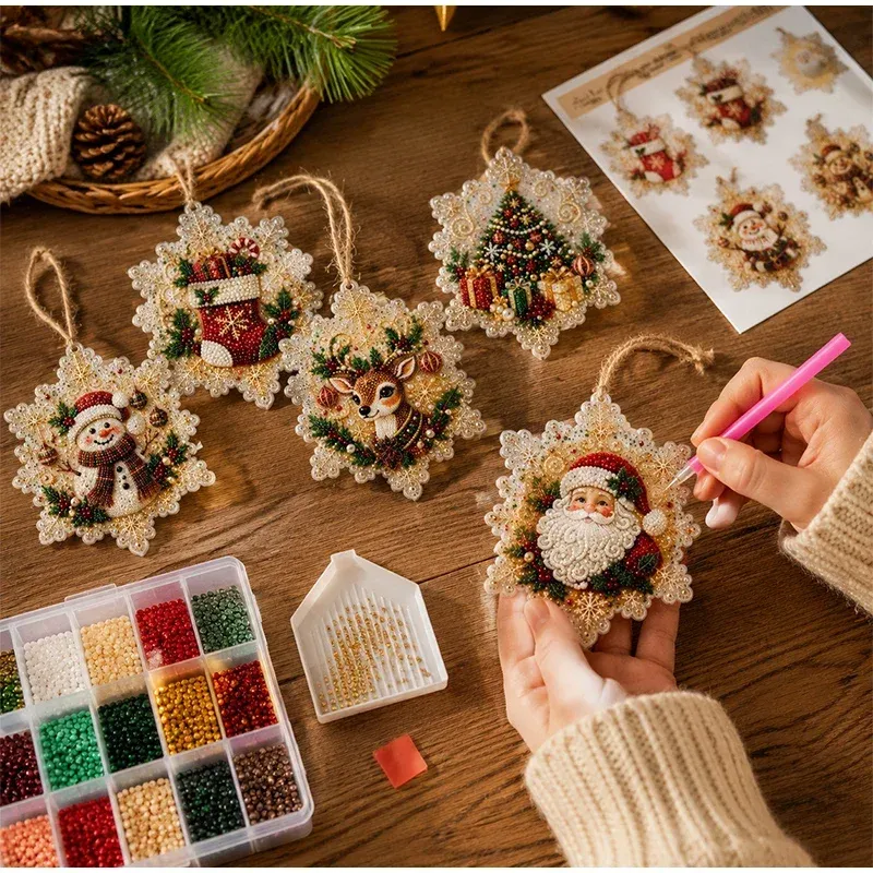 Diamantmalerei Weihnachtsanhänger 6 Stück im Set