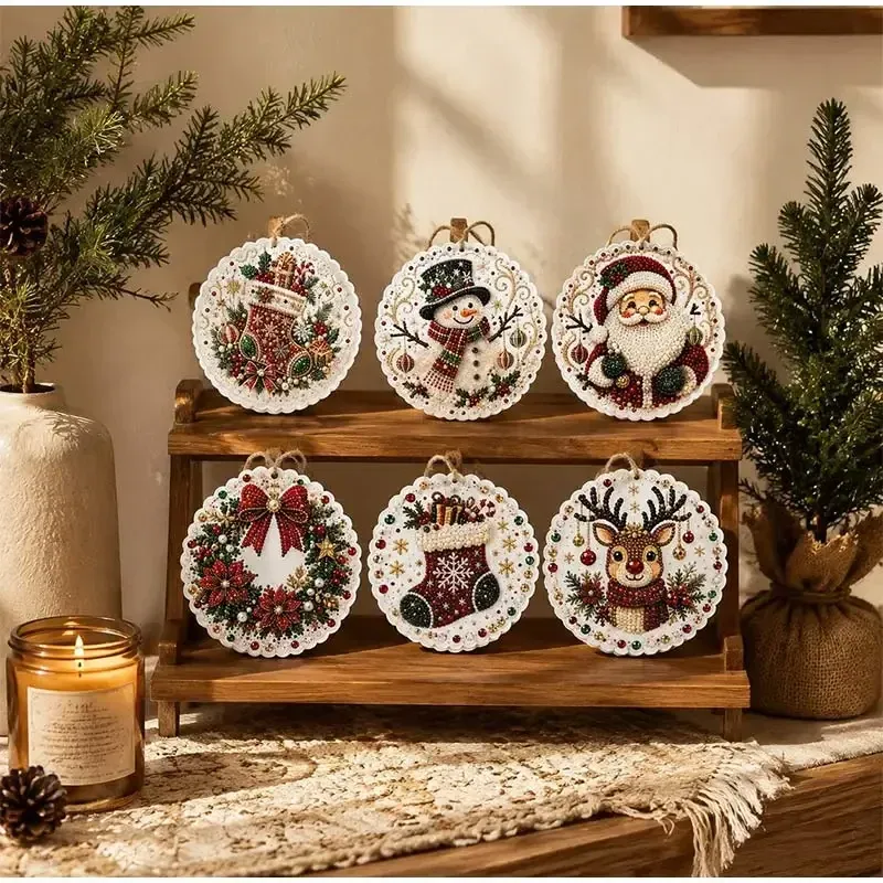 Diamantmalerei Weihnachtsanhänger 6 Stück im Set