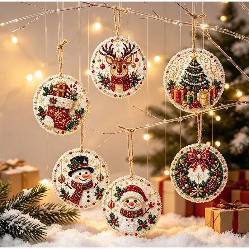 Diamantmalerei Weihnachtsanhänger 6 Stück im Set