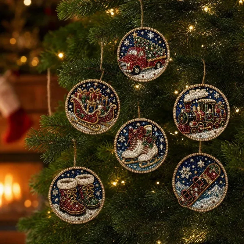 Diamantmalerei Weihnachtsanhänger 6 Stück im Set