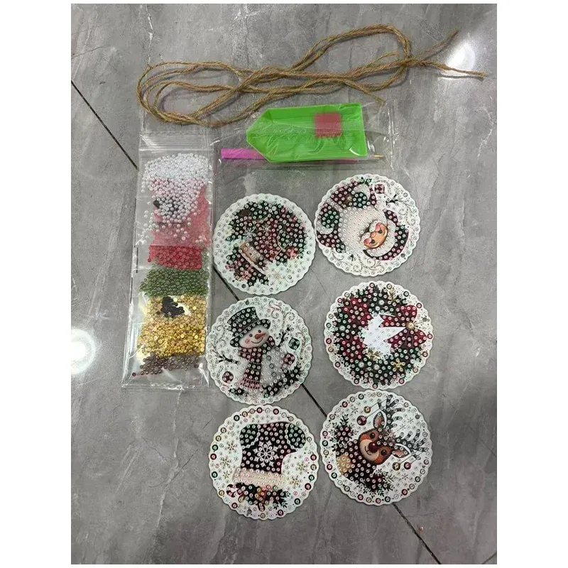 Diamantmalerei Weihnachtsanhänger 6 Stück im Set