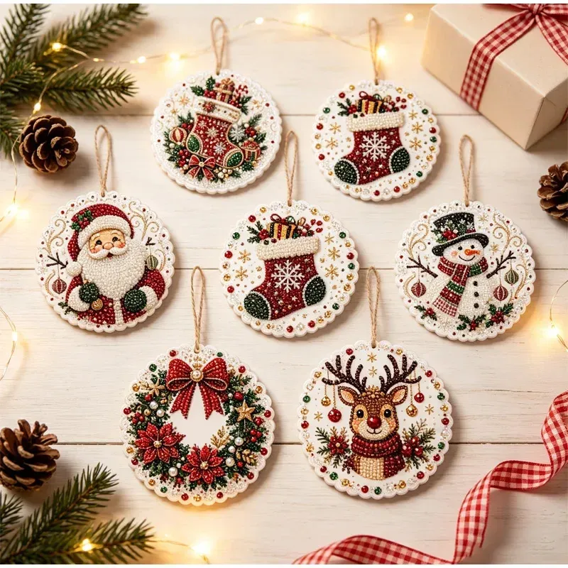 Diamantmalerei Weihnachtsanhänger 6 Stück im Set