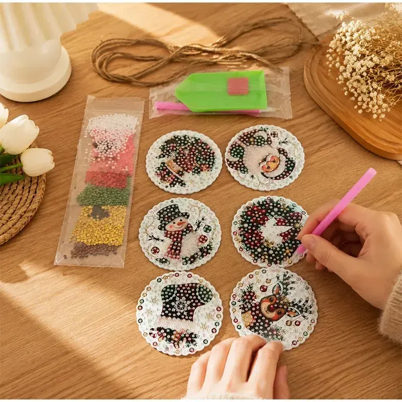 Diamantmalerei Weihnachtsanhänger 6 Stück im Set