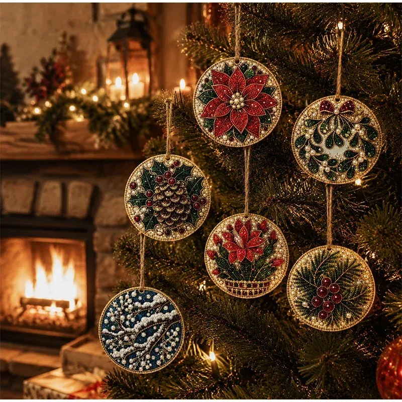 Diamantmalerei Weihnachtsanhänger 6 Stück im Set