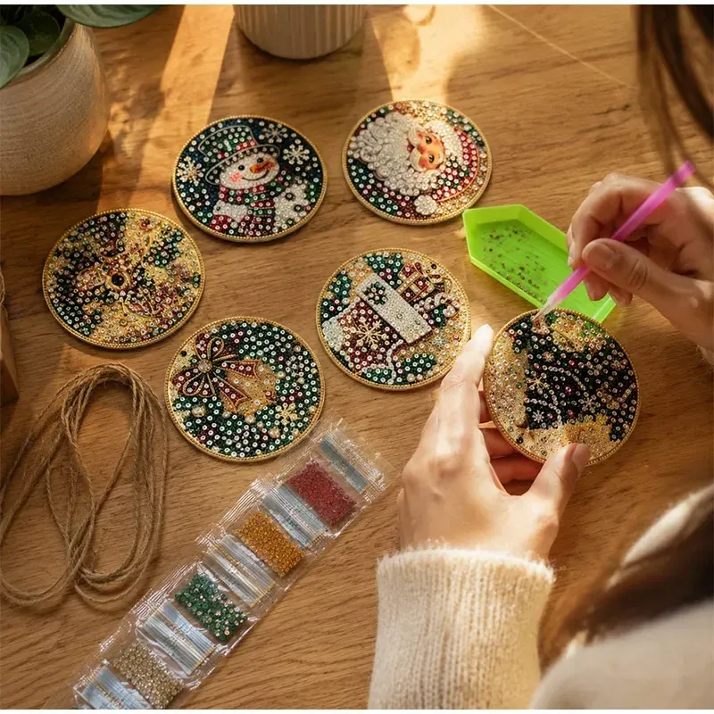 Diamantmalerei Weihnachtsanhänger 6 Stück im Set