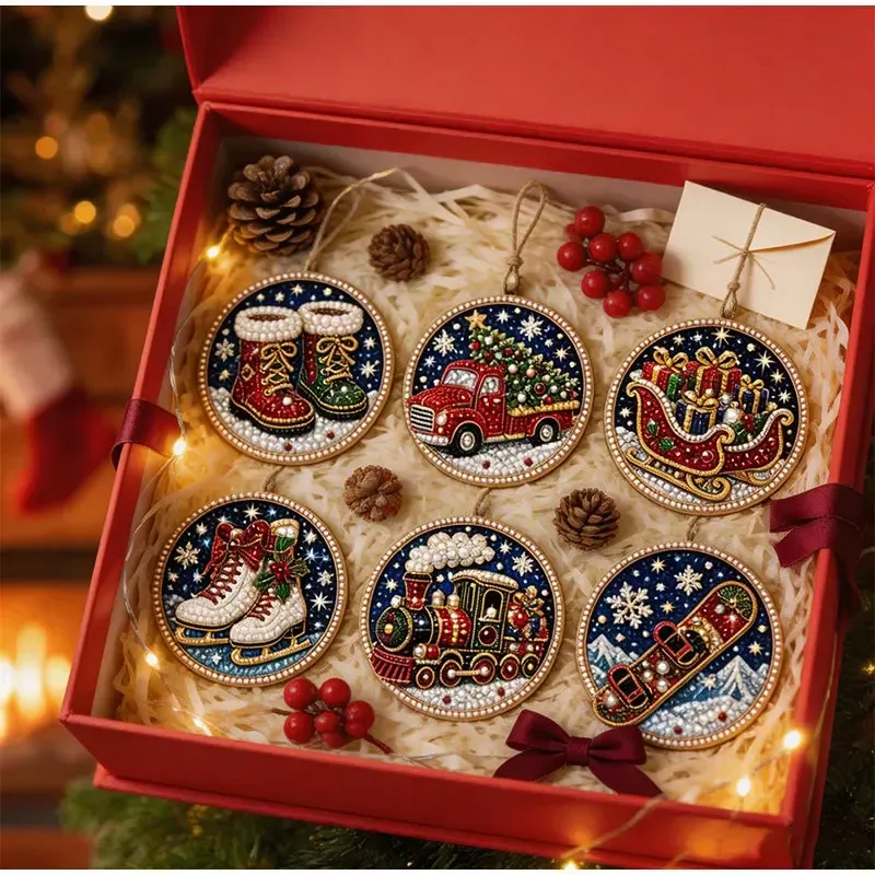 Diamantmalerei Weihnachtsanhänger 6 Stück im Set