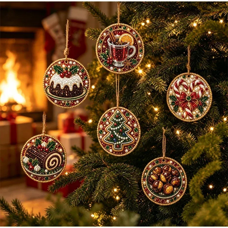 Diamantmalerei Weihnachtsanhänger 6 Stück im Set