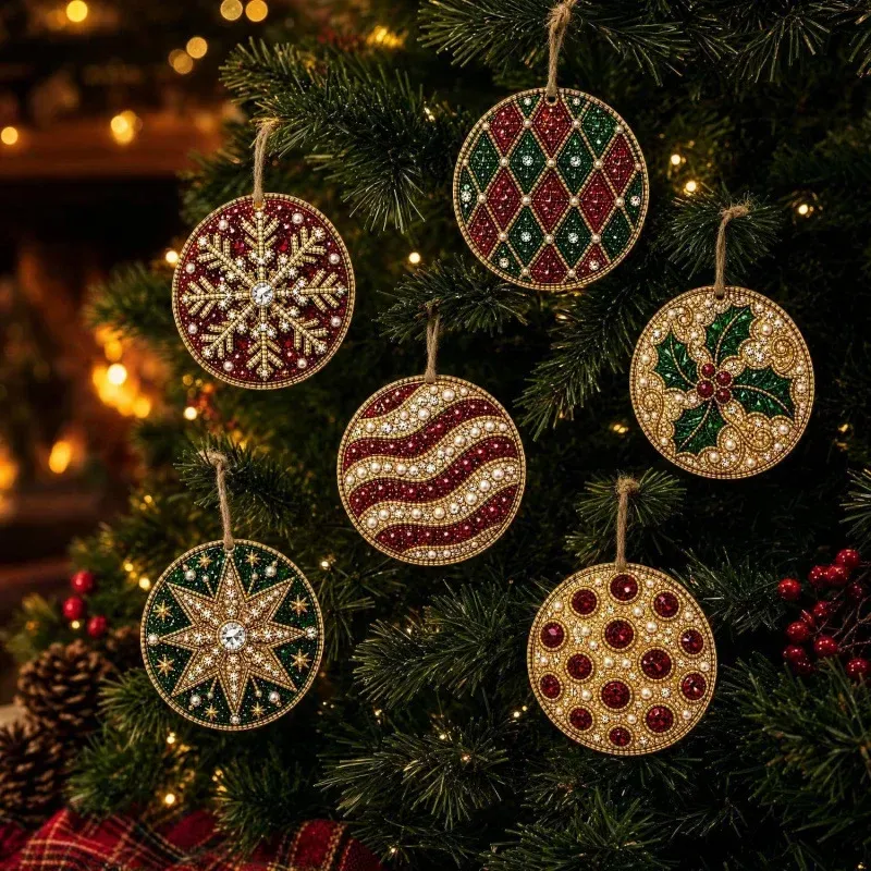 Diamantmalerei Weihnachtsanhänger 6 Stück im Set