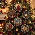 Diamantmalerei Weihnachtsanhänger 6 Stück im Set – Farbe WEISS (B)