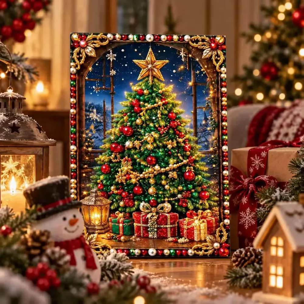 Diamantmalerei Weihnachtsdekor 20 cm rund oder eckig