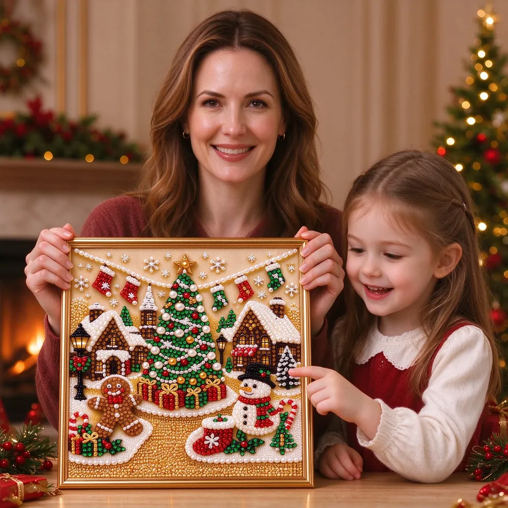 Diamantmalerei Weihnachtsdekor Bastelset mit Strasssteinen