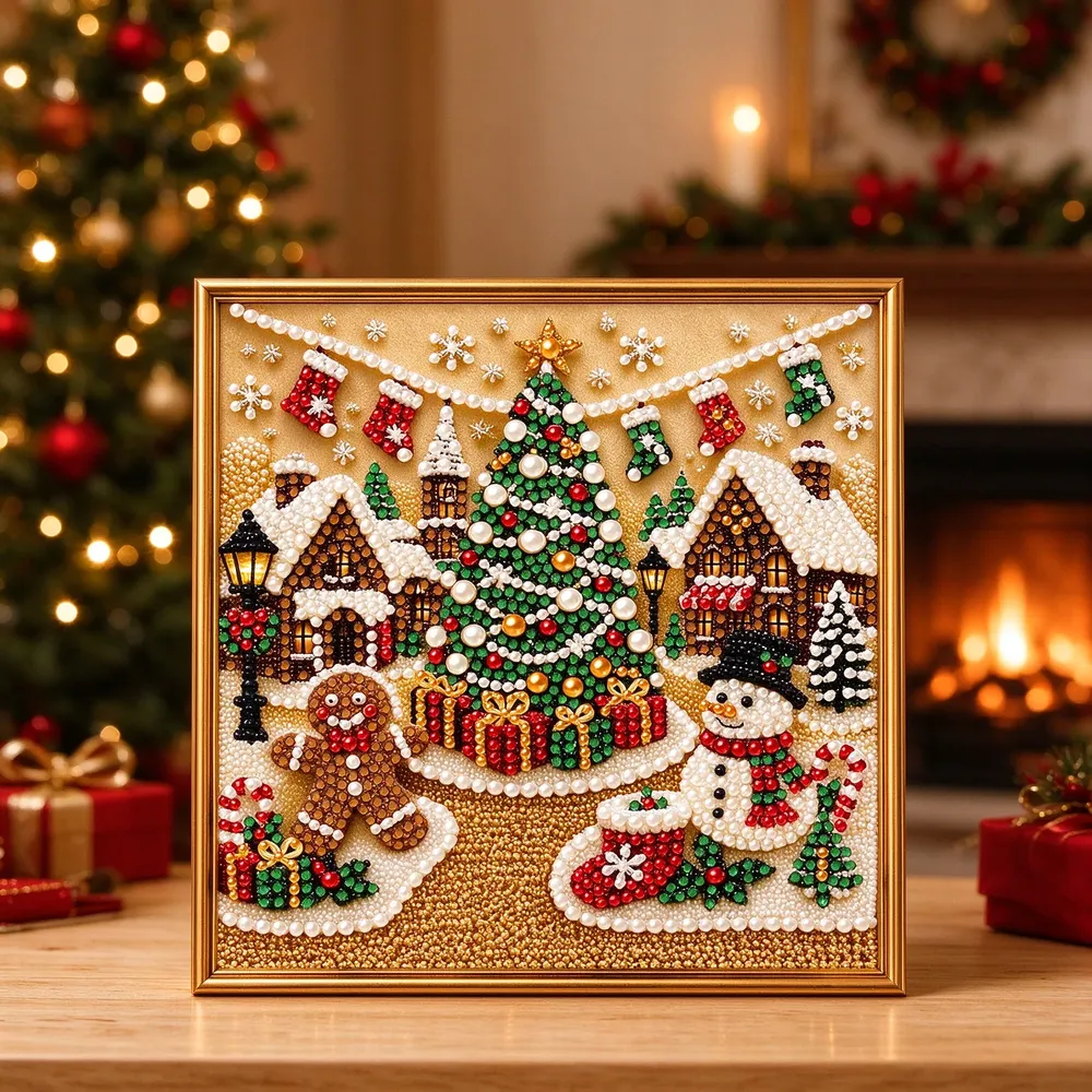 Diamantmalerei Weihnachtsdekor Bastelset mit Strasssteinen