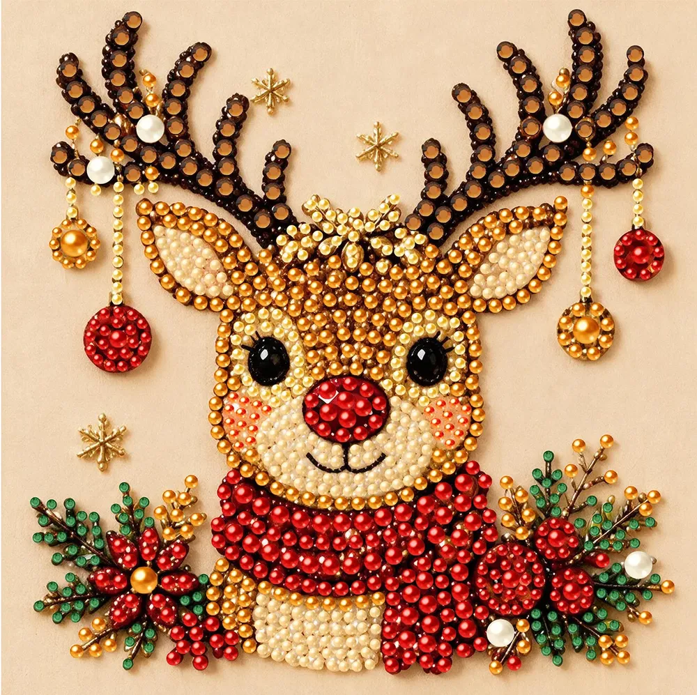 Diamantmalerei Weihnachtsdekor Bastelset mit Strasssteinen
