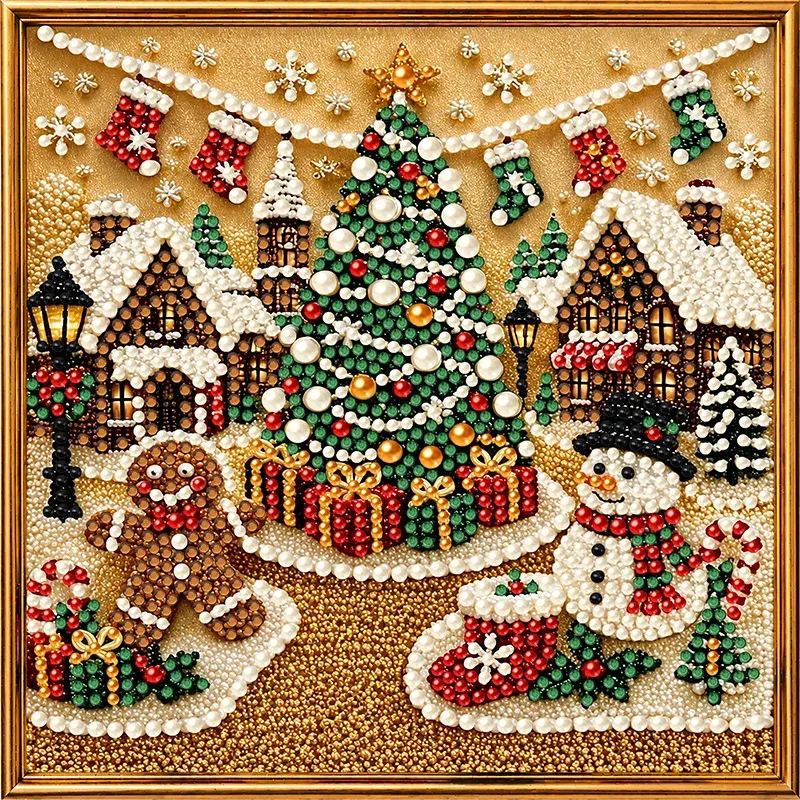 Diamantmalerei Weihnachtsdekor Bastelset mit Strasssteinen